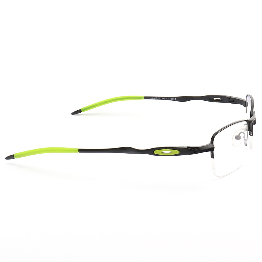 Armação de Óculos Retangular Oakley Meio Aro Evade OX3208 Preto Verde