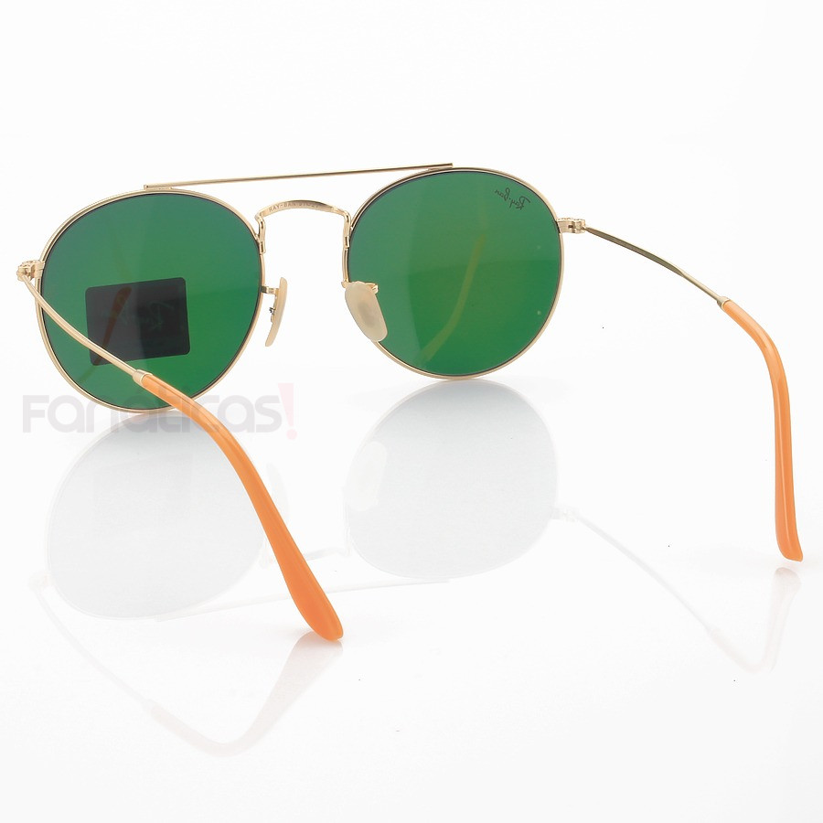 Óculos de sol Ray-Ban Round metal dourado com lente espelhada rosê