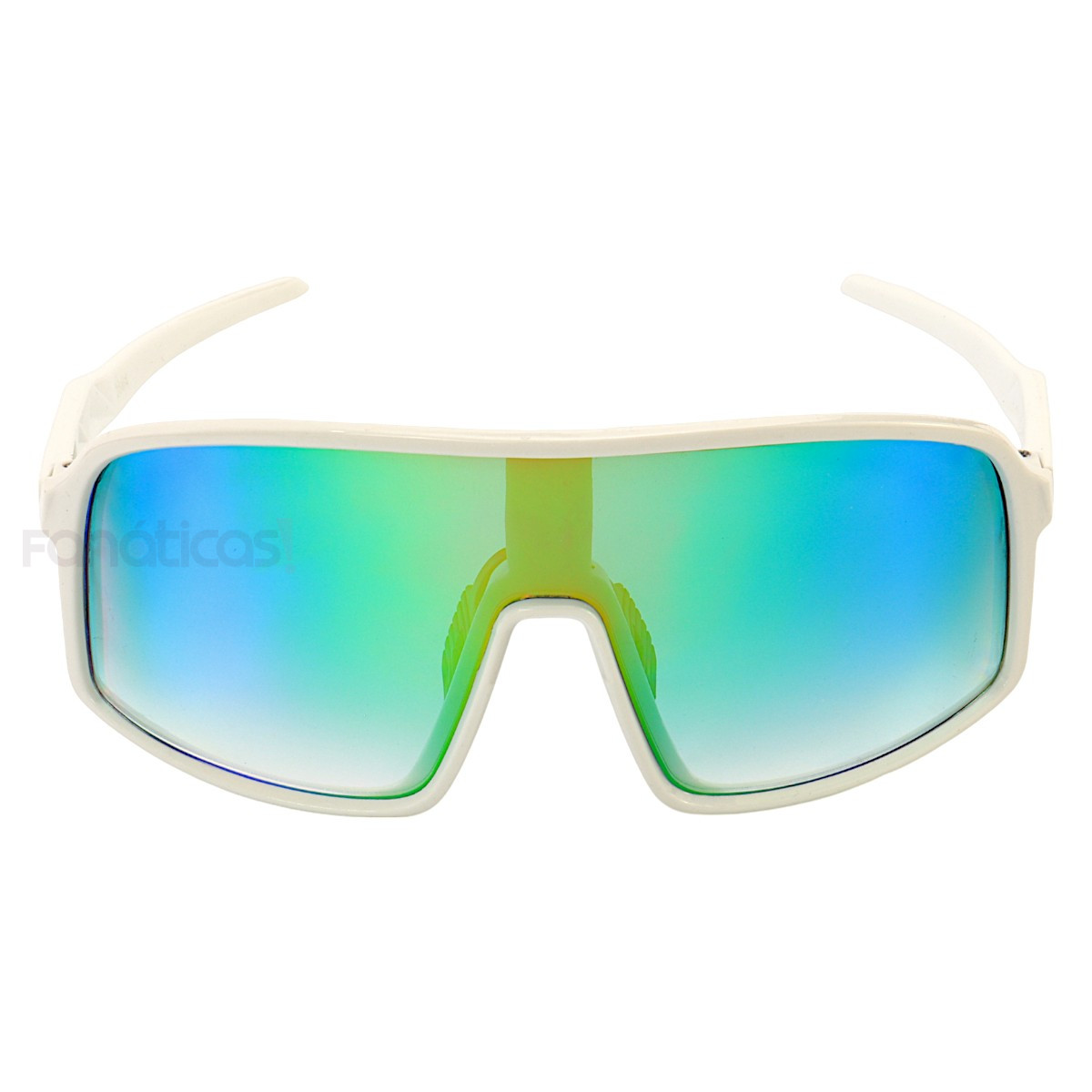 Óculos De Sol Esportivo Cougar Branco e Lente Verde Espelhada